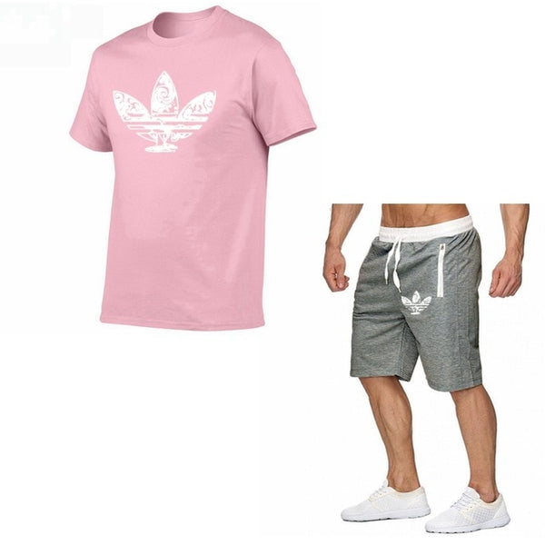 2019 Summer Hot Sale Men's Sets T Shirts+shorts Two Pieces Sets Casual Tracksuit new Male Casual Tshirt Fitness trousers men